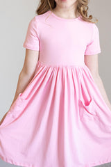 Bubblegum Pink S/S Pocket Twirl Dress