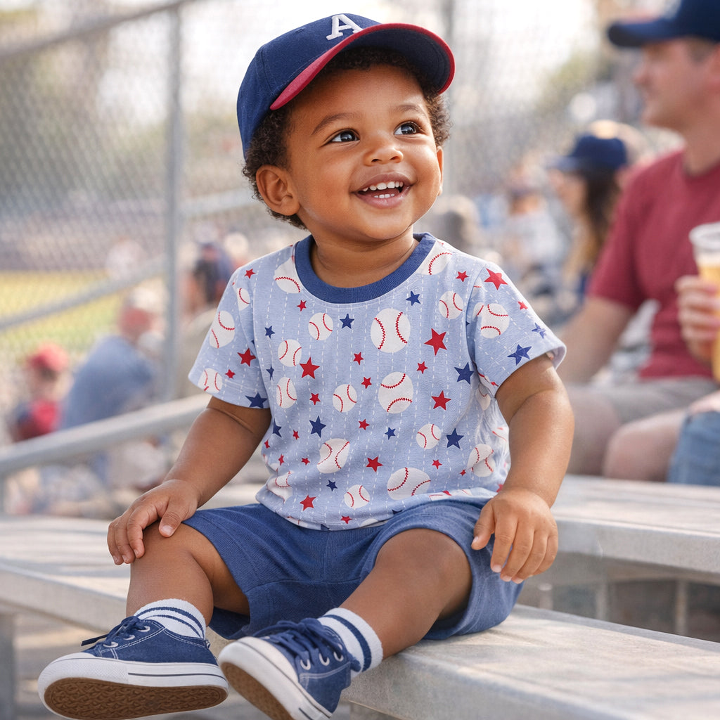 Grand Slam Baseball Bamboo Tee & Cotton Shorts Set