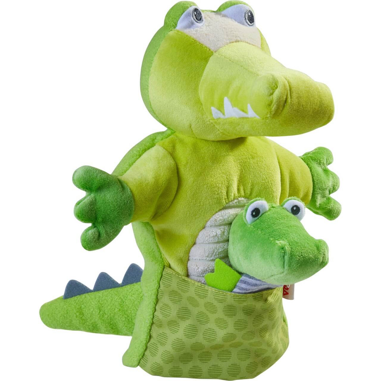 Glove Puppet Crocodile With Baby Hatchling Finger Puppet - HoneyBug 