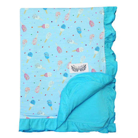 Aqua Popsicles Ruffle Stroller Blanket - HoneyBug 