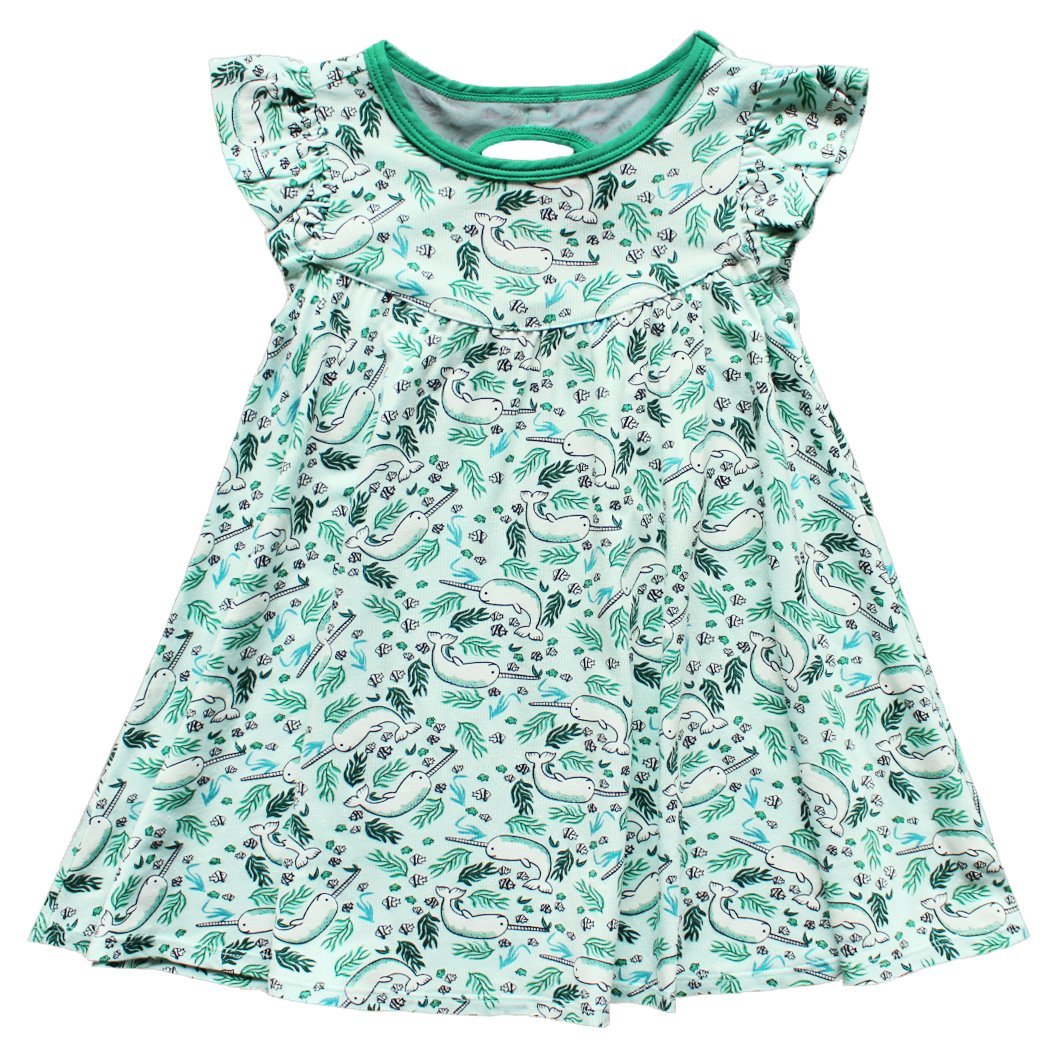 Aquamarine Narwhals Twirling Dress (2T-6Y) - HoneyBug 