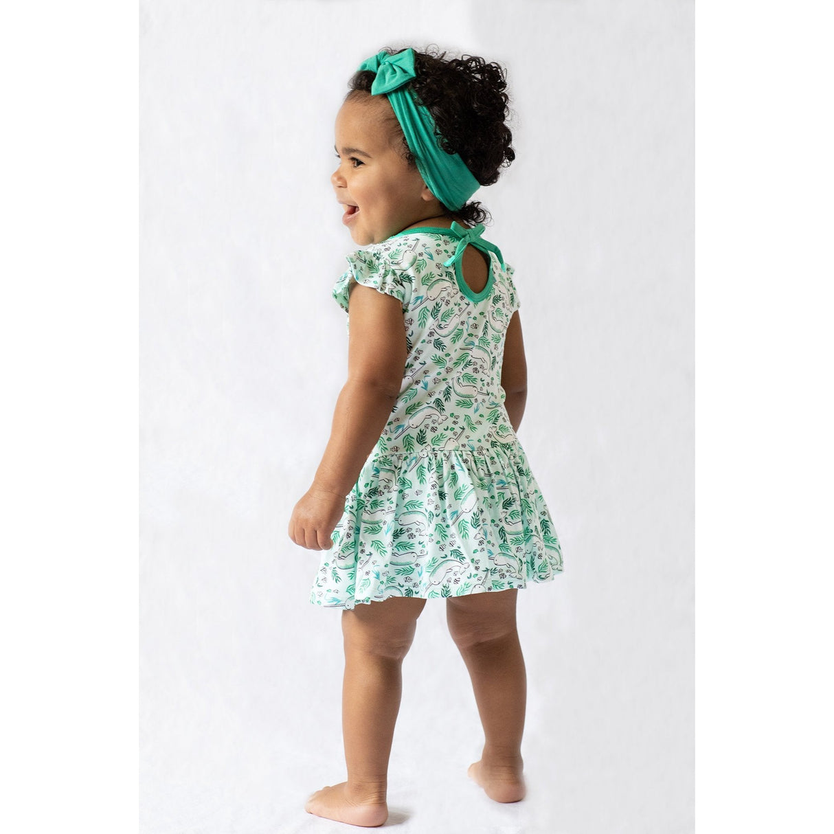 Aquamarine Narwhals Twirling Bodysuit Dress (3-18m) - HoneyBug 