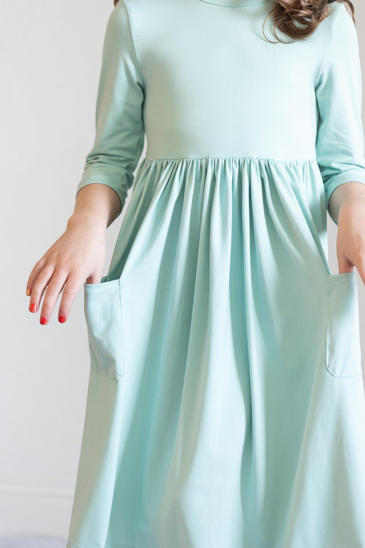 Sage 3/4 Pocket Twirl Dress