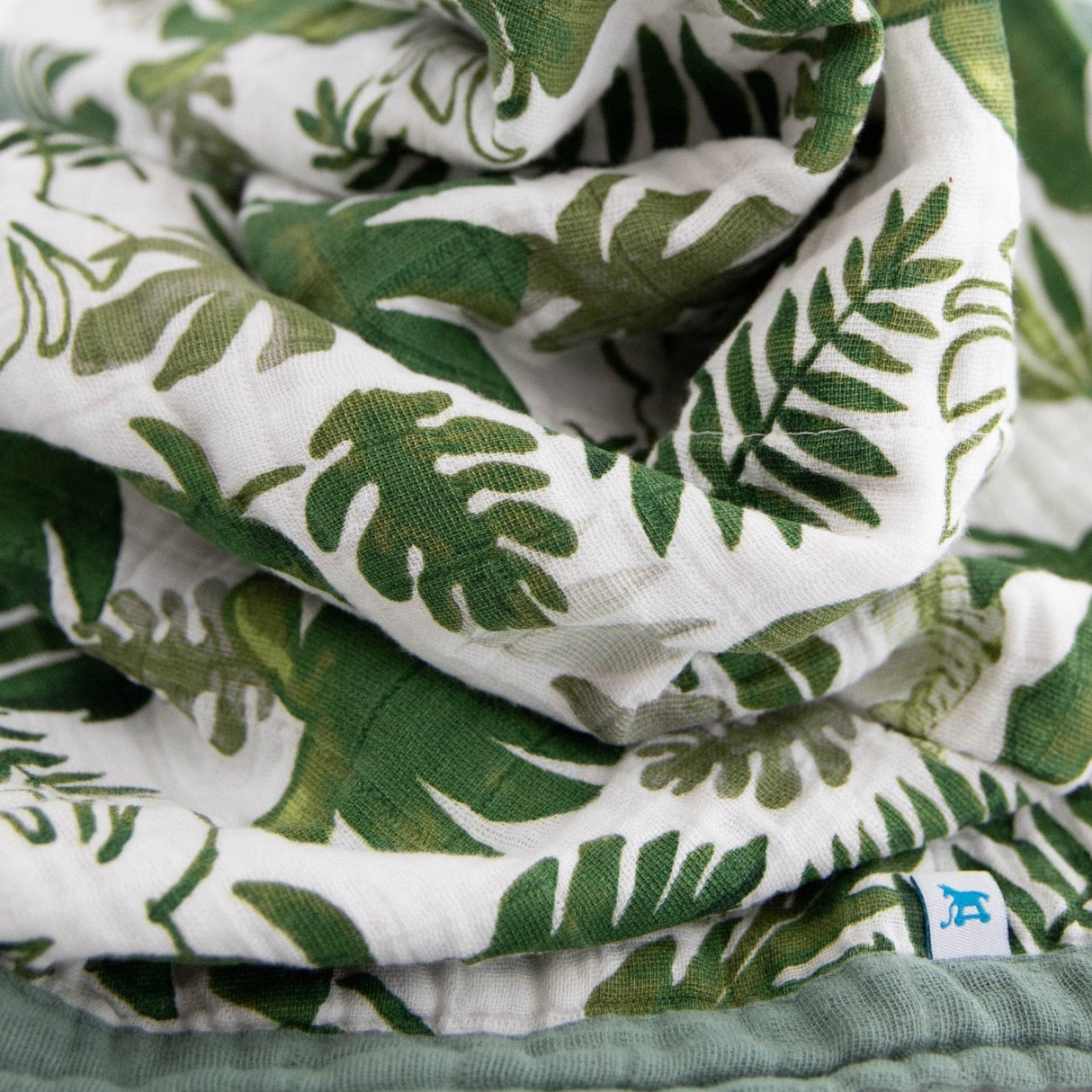 Cotton Muslin Baby Quilt - Tropical Leaf