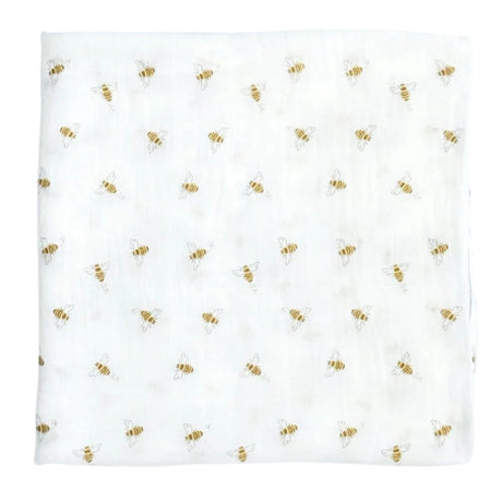 Bamboo Muslin Swaddle Blanket in Busy Bees - HoneyBug 