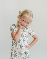 Bamboo Two Piece Shorts Set | Cactus Flowers - HoneyBug 