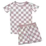 Bamboo Two Piece Shorts Set | Latte Checkered - HoneyBug 