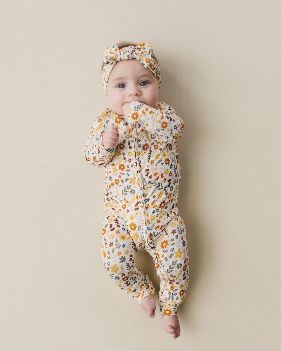 Bamboo Zip Romper | Fall Flowers - HoneyBug 