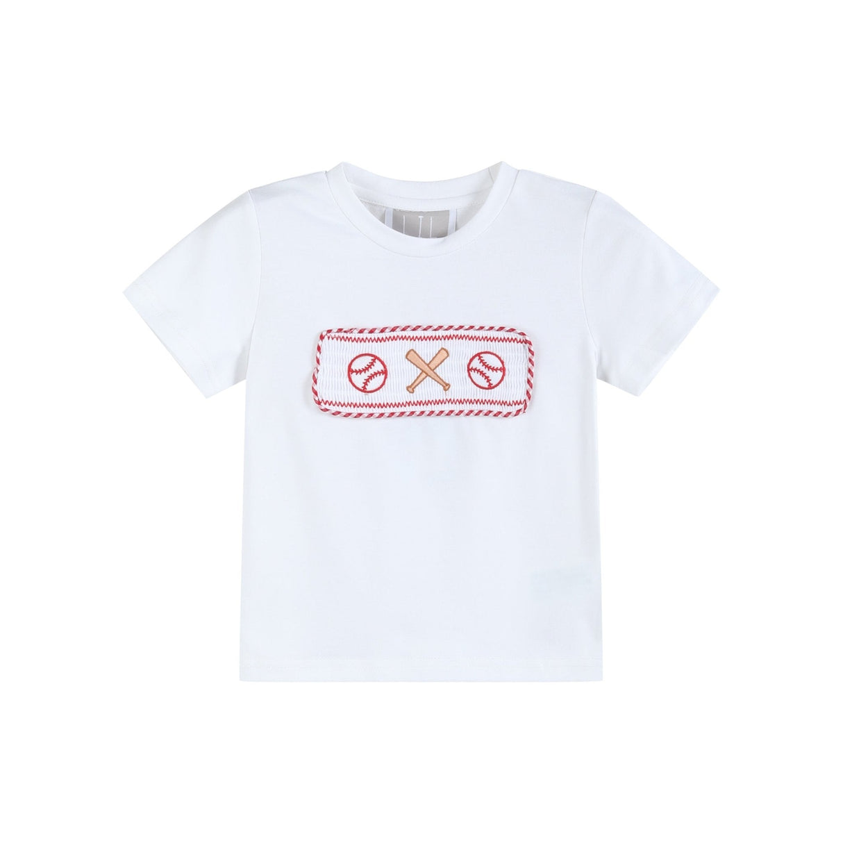 Baseball Smocked Shirt and Red Gingham Shorts Set