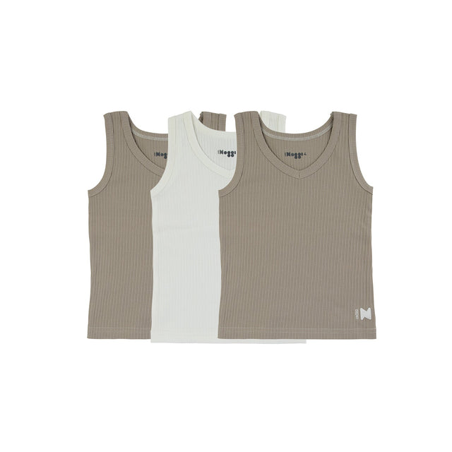 Ribbed Taupe + White (3 Tanks) - HoneyBug 