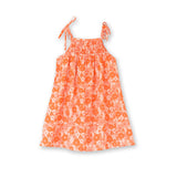 Girls' Shoulder-Tie Smocked Dress | Orange Meadow - HoneyBug 