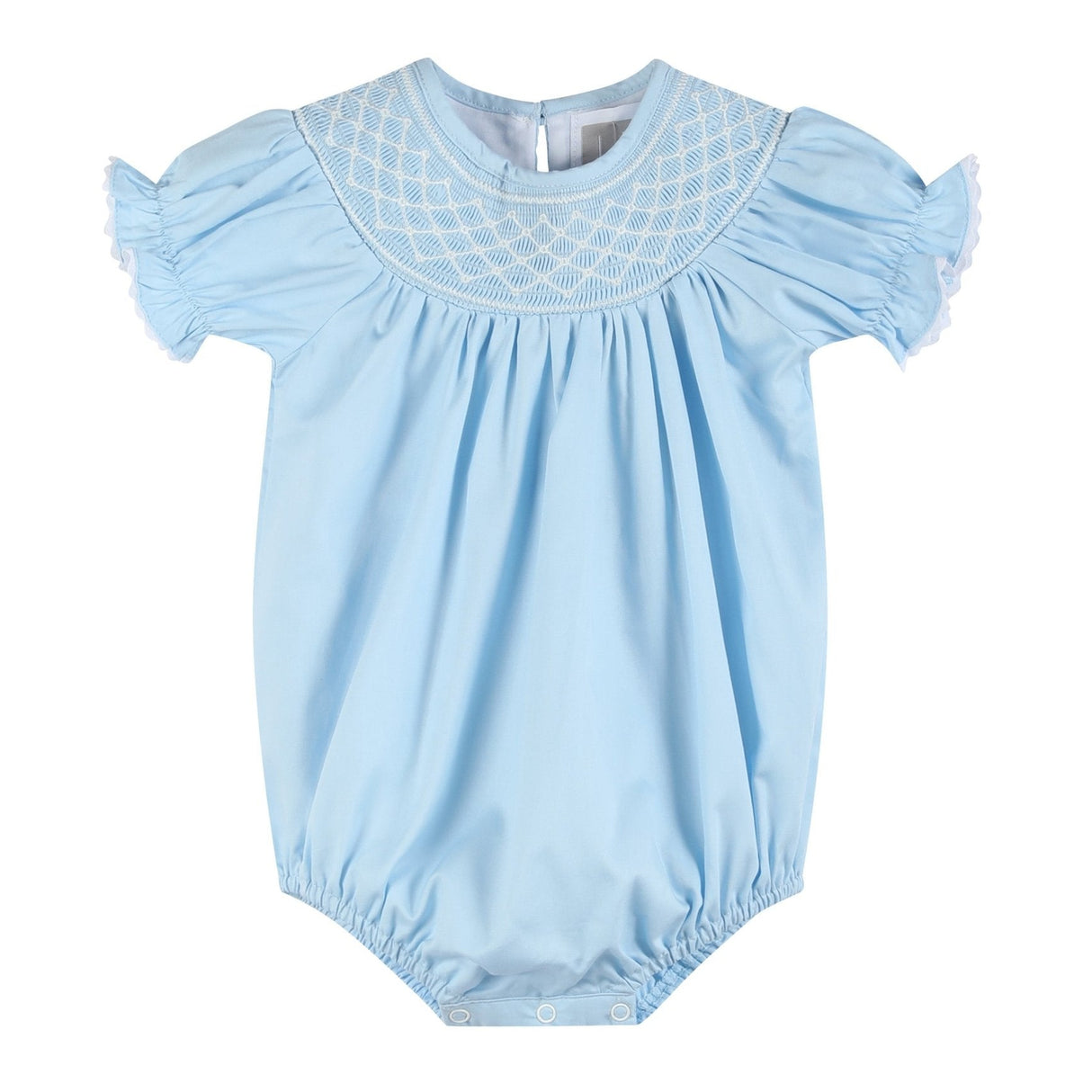 Blue and White Smocked Bubble Romper