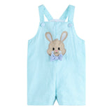 Blue Bow Tie Bunny Applique Shortalls