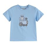 Blue Easter Train T-Shirt and Seersucker Shorts Set