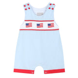 Blue USA Flag Smocked Shortalls