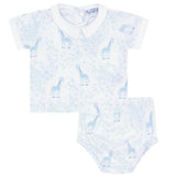 Blue Giraffe Print Diaper Cover Set