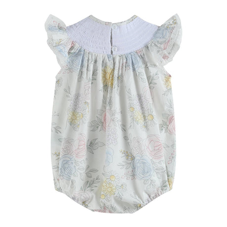 Bouquet Floral Smocked Flutter Romper