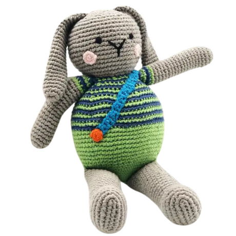 Friendly Plush Bunny Rattle - Apple Green - HoneyBug 