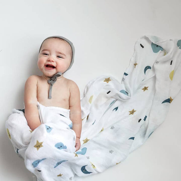 Moon & Stars Bamboo Swaddle - HoneyBug 