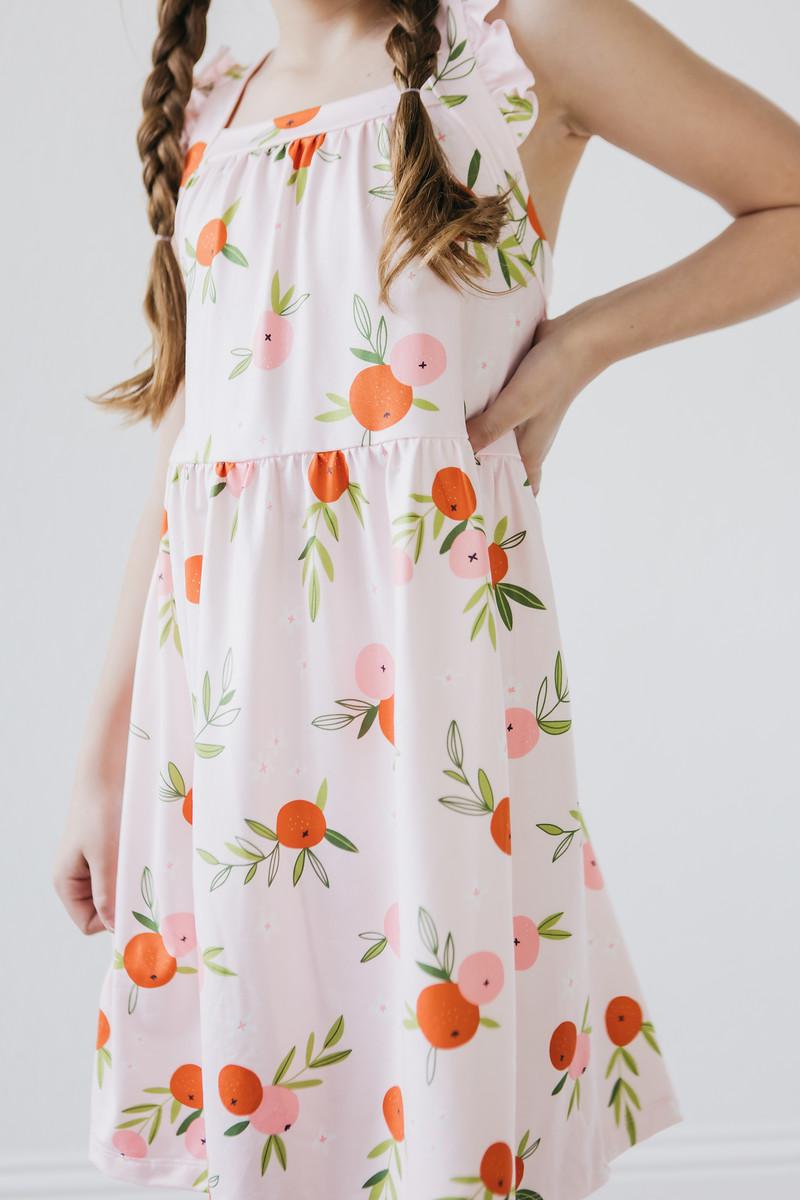 Tangerine Ruffle Cross Back Dress