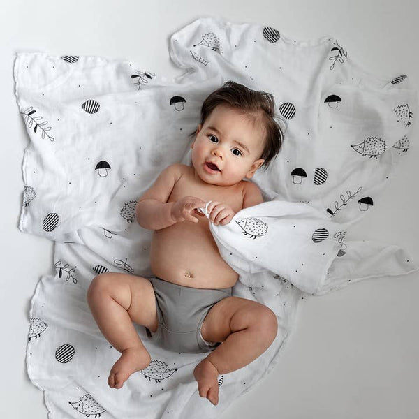 Hedgehog & Acorns Bamboo Swaddle - HoneyBug 