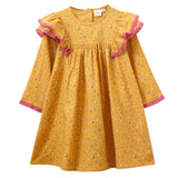 Toddler Flutter Sleeves Dress with Lace Trim | Charlotte Provence Meadow - HoneyBug 