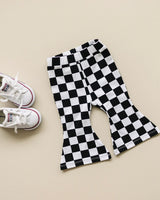 Checkered Flare Pants | Black - HoneyBug 