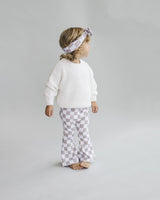 Checkered Flare Pants | Latte - HoneyBug 