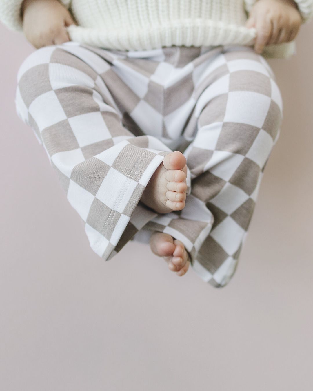 Checkered Flare Pants | Latte - HoneyBug 