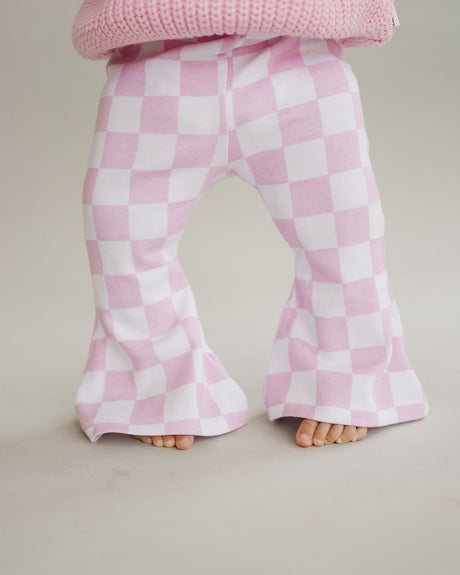 Checkered Flare Pants | Pink - HoneyBug 
