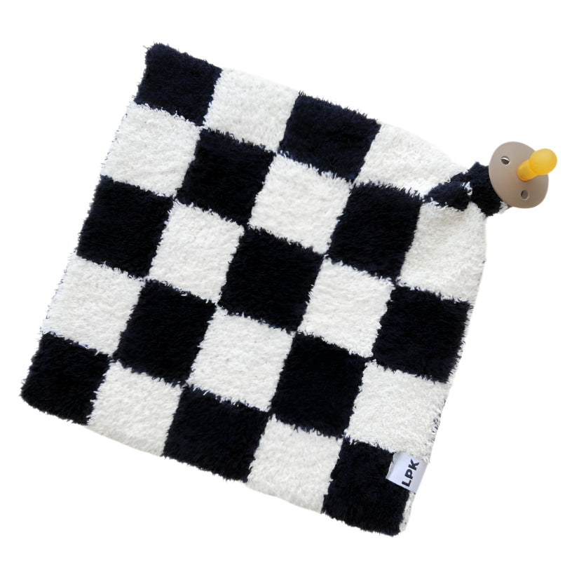 Checkered Plush Lovey | Black - HoneyBug 