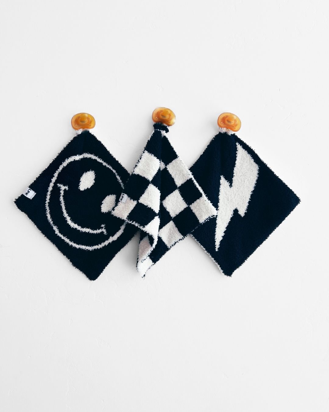 Checkered Plush Lovey | Black - HoneyBug 