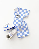 Checkered Shorts Set | Blue - HoneyBug 