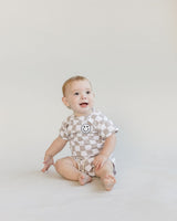 Checkered Shorts Set | Latte - HoneyBug 