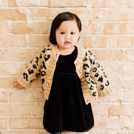 Cheetah Cardigan - Latte/Black - HoneyBug 