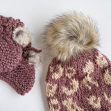 Cheetah Hat and Booties Set - Mauve - HoneyBug 