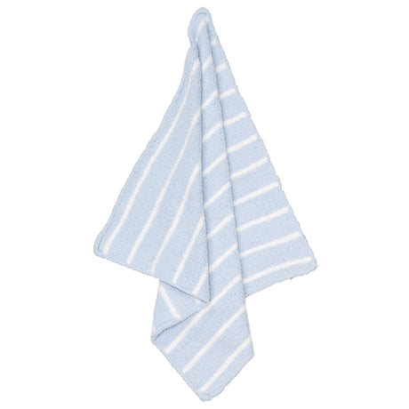 Chenille Blanket - Light Blue & Ivory Stripe - HoneyBug 