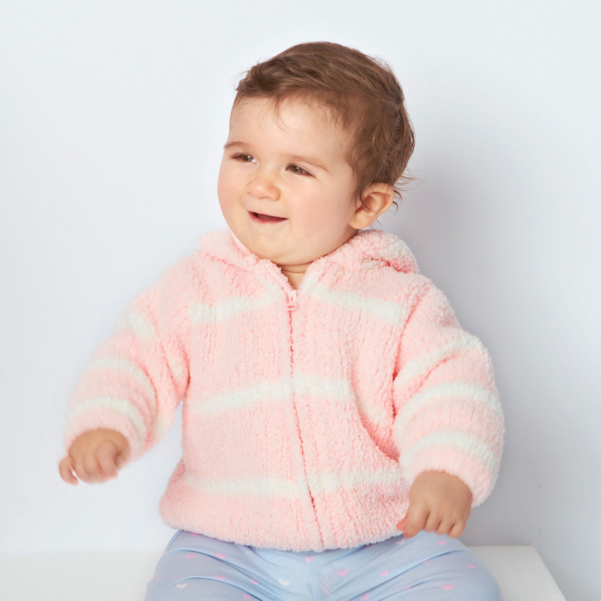 Chenille Hoodie - Pretty Pink / Ivory - HoneyBug 