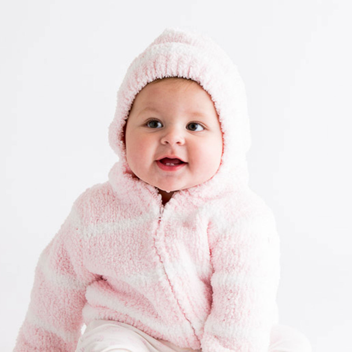 Chenille Hoodie - Pretty Pink / Ivory - HoneyBug 