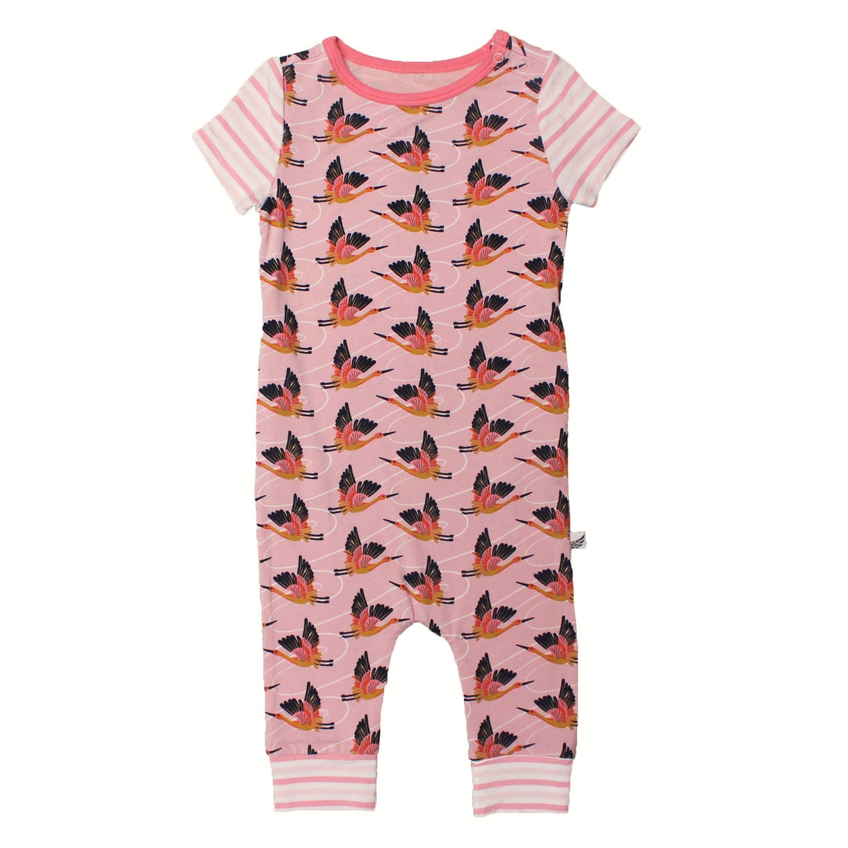 Cherry Blossom Cranes Romper (0-24m) - HoneyBug 