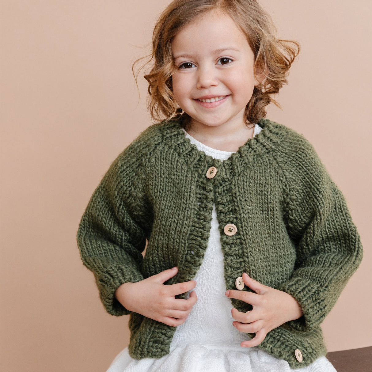 Classic Cardigan - Olive - HoneyBug 