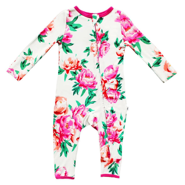 Cloud Peonies Coverall (0-24m) - HoneyBug 