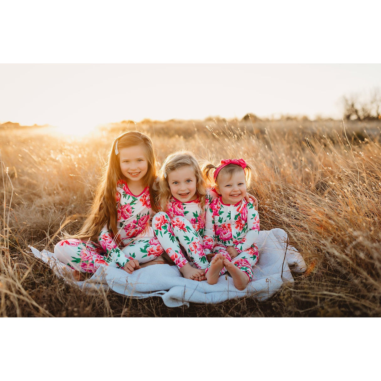 Cloud Peonies Long Sleeve Pajama Set (2T-10Y) - HoneyBug 