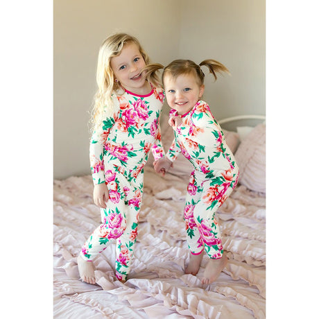 Cloud Peonies Long Sleeve Pajama Set (2T-10Y) - HoneyBug 