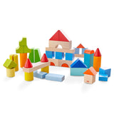 Colored Wooden Building Blocks - 46 Piece Set - HoneyBug 