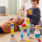 Colored Wooden Building Blocks - 85 Piece Set - HoneyBug 