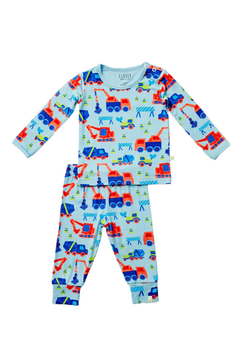 Long Sleeve Pajama Set - Construction Blue - HoneyBug 