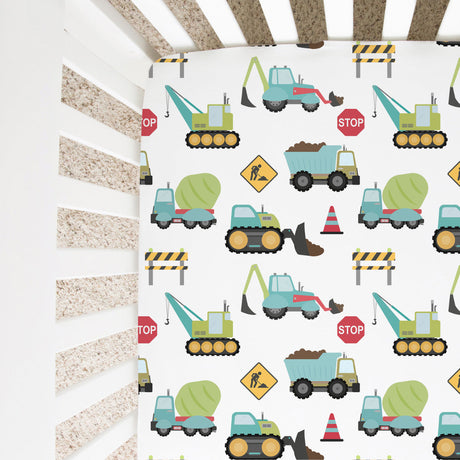 Fitted Crib Sheet - Construction Trucks