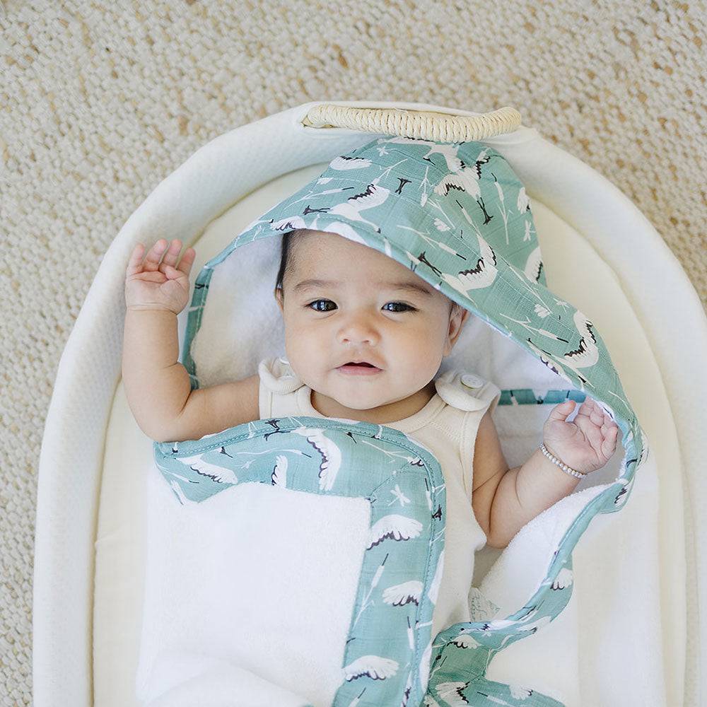 Crane Baby Hooded Towel - HoneyBug 