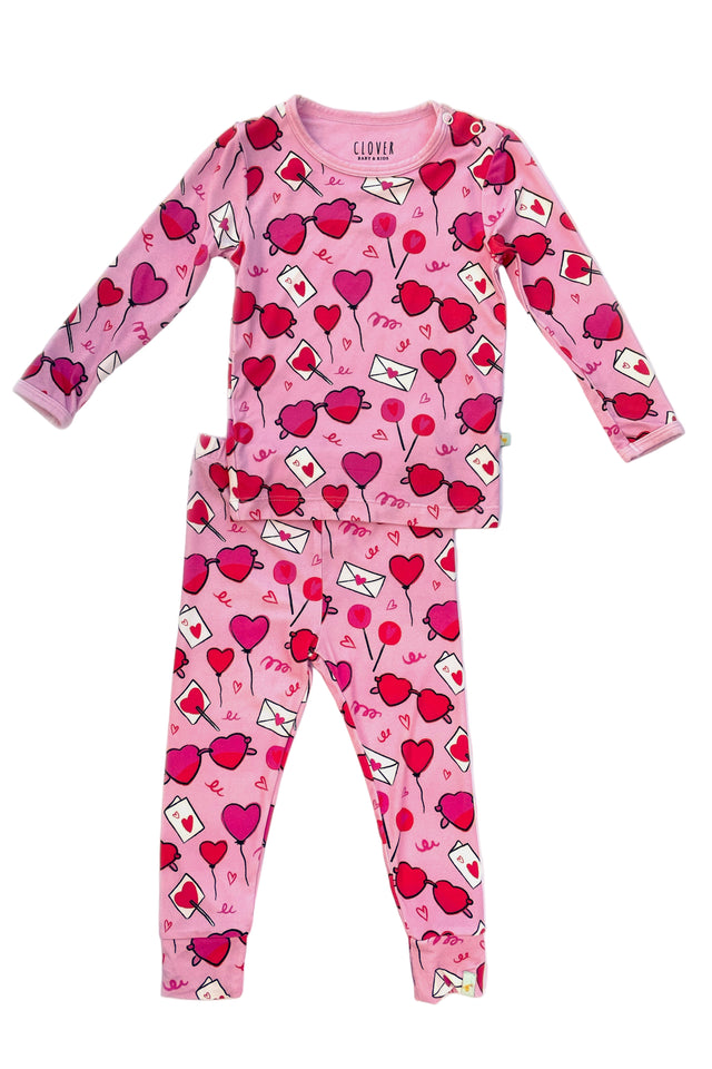 Long Sleeve Pajama Set - Heart Party - HoneyBug 